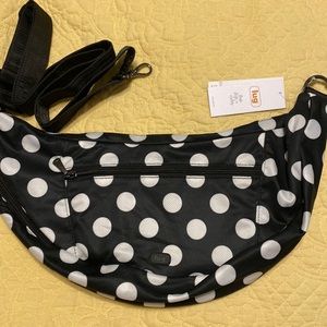 Lug Boomerang Sling backpack Black Large Dot New With Tags
